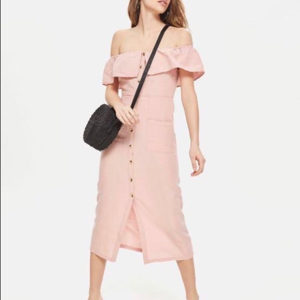 Top shop Linen Bardot midi dress